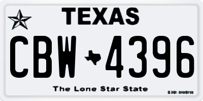 TX license plate CBW4396