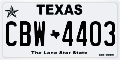 TX license plate CBW4403