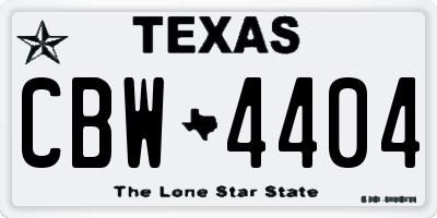 TX license plate CBW4404
