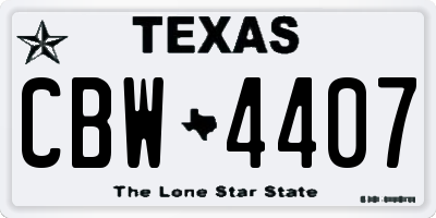 TX license plate CBW4407