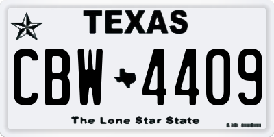 TX license plate CBW4409