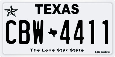 TX license plate CBW4411