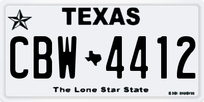 TX license plate CBW4412