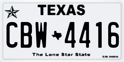TX license plate CBW4416