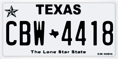 TX license plate CBW4418