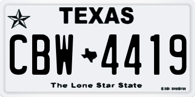 TX license plate CBW4419