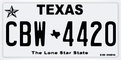 TX license plate CBW4420