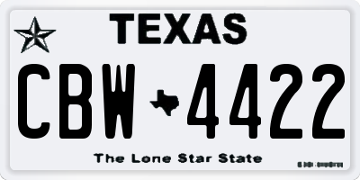 TX license plate CBW4422