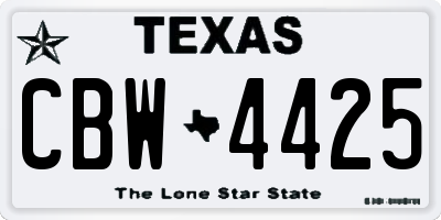 TX license plate CBW4425