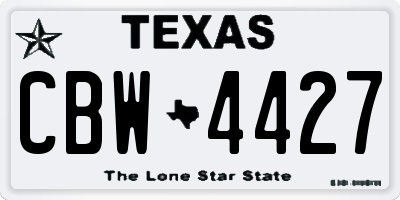 TX license plate CBW4427