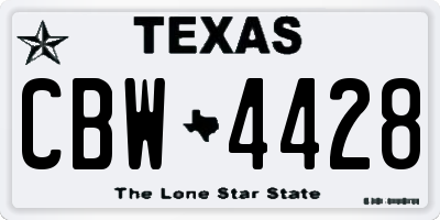 TX license plate CBW4428