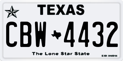 TX license plate CBW4432