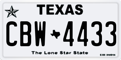 TX license plate CBW4433