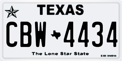 TX license plate CBW4434