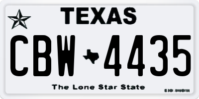 TX license plate CBW4435