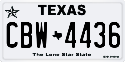 TX license plate CBW4436