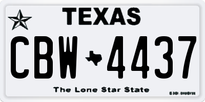 TX license plate CBW4437