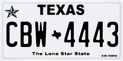 TX license plate CBW4443
