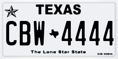 TX license plate CBW4444