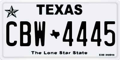 TX license plate CBW4445