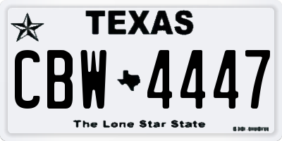 TX license plate CBW4447