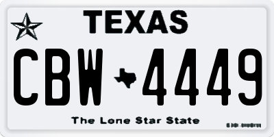 TX license plate CBW4449