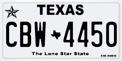 TX license plate CBW4450