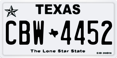 TX license plate CBW4452