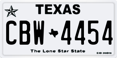 TX license plate CBW4454
