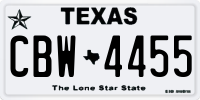 TX license plate CBW4455