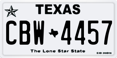 TX license plate CBW4457