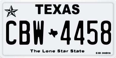 TX license plate CBW4458