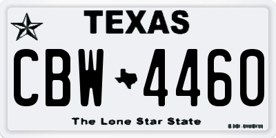 TX license plate CBW4460