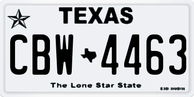 TX license plate CBW4463