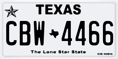 TX license plate CBW4466