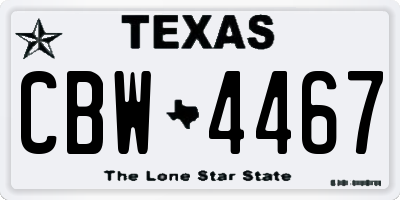 TX license plate CBW4467