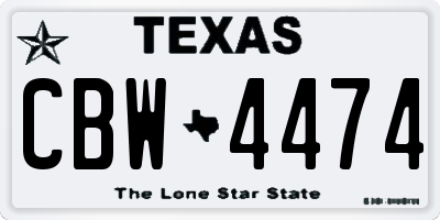 TX license plate CBW4474