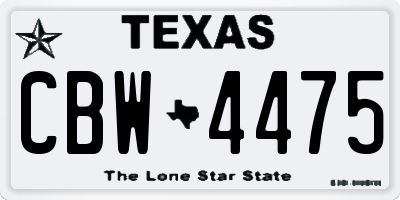 TX license plate CBW4475