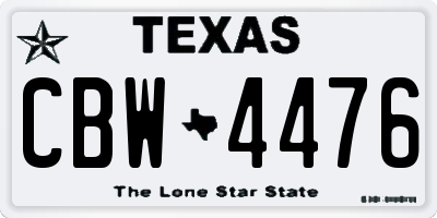 TX license plate CBW4476
