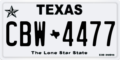 TX license plate CBW4477