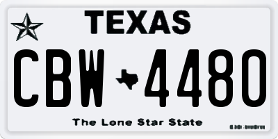 TX license plate CBW4480