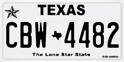 TX license plate CBW4482