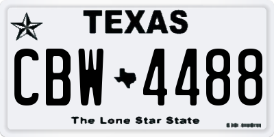 TX license plate CBW4488