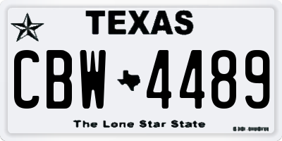 TX license plate CBW4489