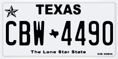 TX license plate CBW4490