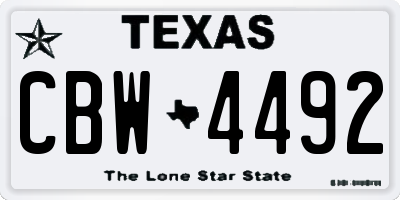 TX license plate CBW4492