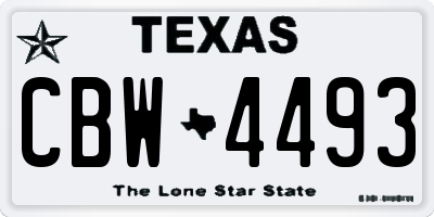 TX license plate CBW4493