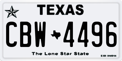 TX license plate CBW4496