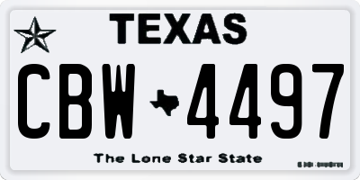 TX license plate CBW4497