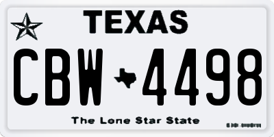 TX license plate CBW4498